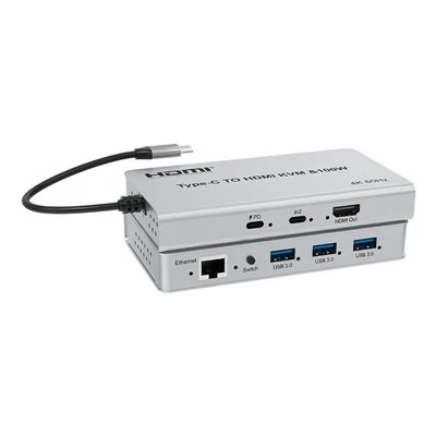 4 Ekran için 4K 60Hz HDR-10 Metal Type-C - KVM Video Değiştirici Adaptörü
