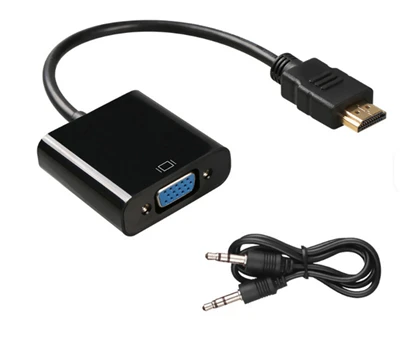 HD 1080P Altın Kaplama HDMI - VGA Adaptörü, 3,5 mm Ses Kablosu ile